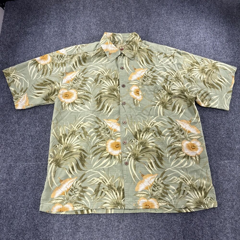 Joe Marlin Hawaiian Shirt Men’s XL Tropical Aloha Camp Floral Rayon Blend